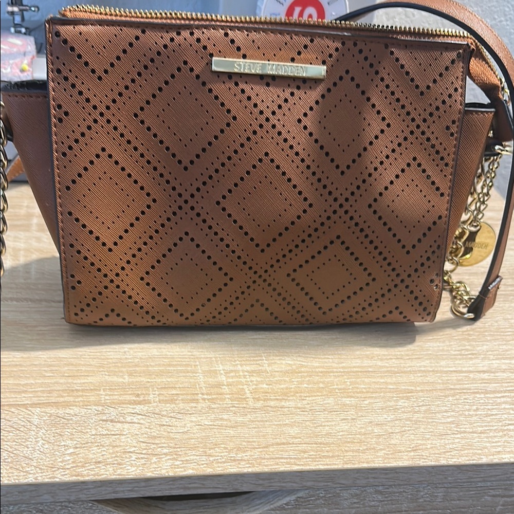 Steve Madden Brown Geometric Crossbody Bag